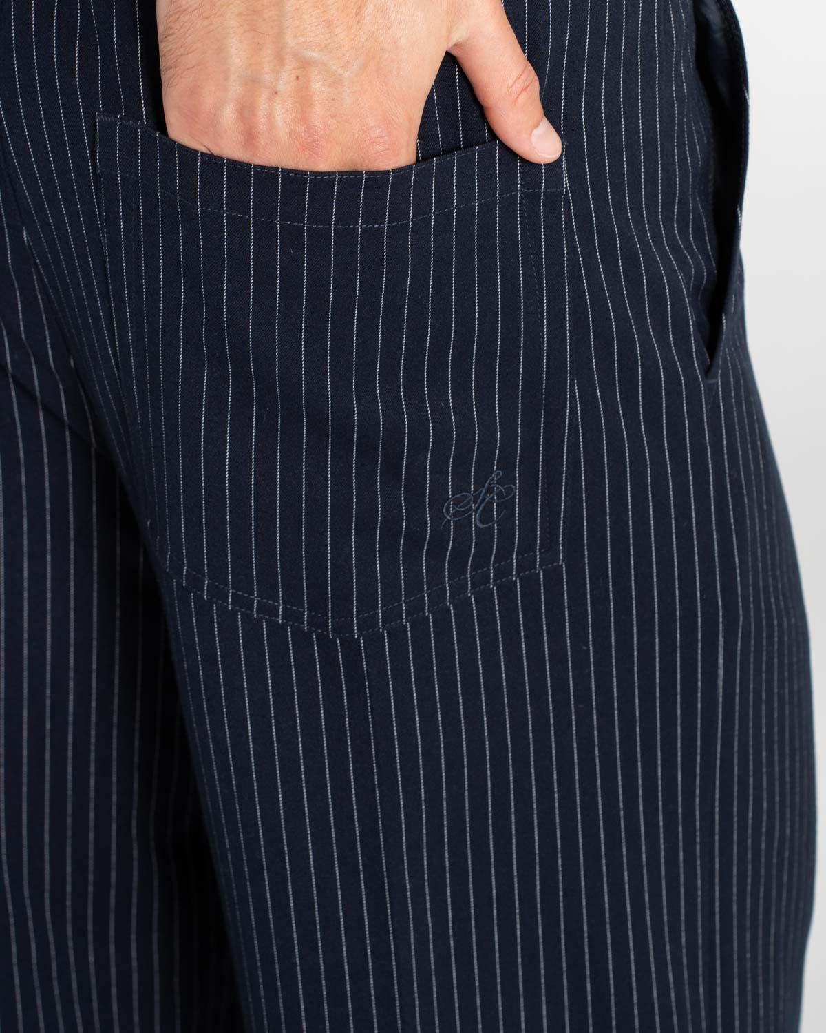 Baggy Suit Pants Navy Pinstriped